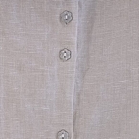 H by Halston 100% Linen Top 'Flower Button Back' Tan Sleeveless Size Medium - Picture 3 of 7